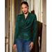 Boston Proper - Deep Emerald Green - Sequin Cowl Neck Knit Top - XS