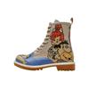Schnürboots DOGO "Boots Tweety With Roses Damen Boots / Female", Damen, Gr. 41, Normalschaft, blau (blau, beige), Lederimitat, Schuhe, Vegan