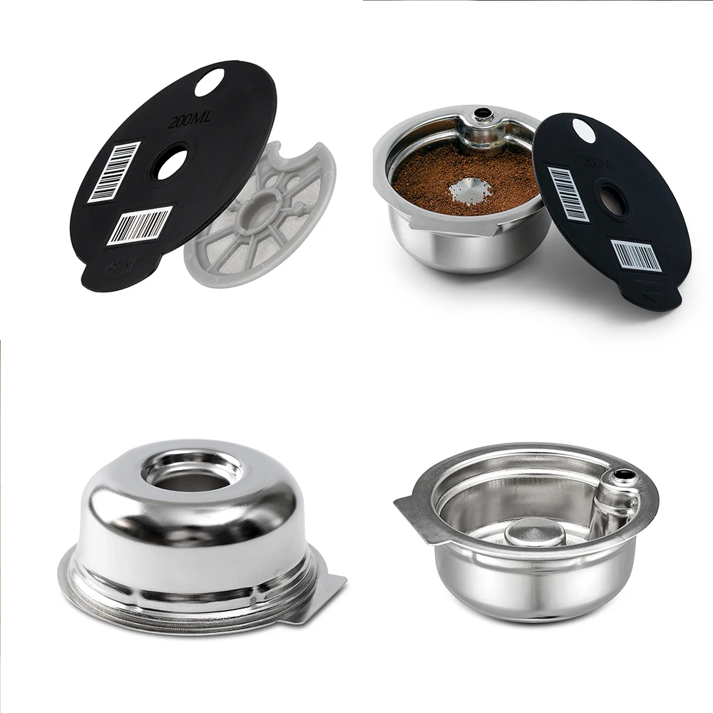Für Bosch Tassimo SUNY HAPPY VIVY Nachfüllbare Kaffeefilter Edelstahl Kaffeekapsel Pod Silikonhülle 60/180/200/220 ml Image