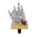 8.5" Galvanized Metal Deer and Trees Christmas Stocking Holder