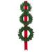 Set of 3 Pre-Lit Battery Operated Wreaths on Red Ribbon Christmas Decoration 6.5'