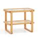 Bamboo Side Table with Rattan Shelf Glass Top Nightstand End Table