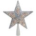 8.5" Silver Glitter Star Cut-Out Design Christmas Tree Topper - Clear Lights