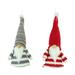 Set of 2 Red and Gray Striped Gnome Plush Christmas Ornaments 6.25"