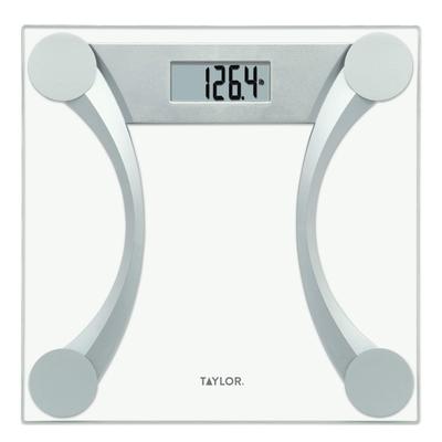 Taylor Clear Glass Digital Bathroom Scale with Metallic Accents