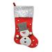 20.5" Red and White Snowman Embellished and Embroidered Christmas Stocking with Sequined Cuff