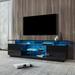 Black TV Stand for 80 Inch TV Stands, Media Console Entertainment Center Television Table, 2 Storage Cabinet