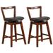 Costway Swivel Counter Height Bar Stool 26'' Upholstered PU Leather