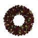 12" Wine Burgundy and Gold Glitter Pine Cone Artificial Christmas Wreath - Unlit