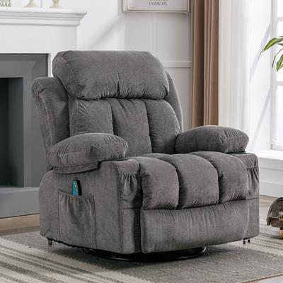 Bread Shaped Armrest Swivel Massage Sofa Velvet Heated Recliners