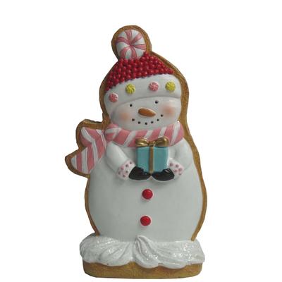 7" Standing Snowman Gingerbread Cookie with Present Tabletop Christmas Decor