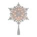 10" Lighted White Frosted Stacked Snowflake Christmas Tree Topper - Clear Lights - 10