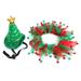 Christmas Tree Shape Pet Accessory - Christmas Pet Hat Collar Set Adjustable Comfortable to Wear Lovely Carnivals Winter Hat