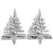 Set of 2 Silver Christmas Tree Stocking Holders 5.75"