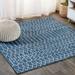 Ourika Moroccan Geometric Textured Weave Navy/Light Gray 5 Square Indoor/Outdoor Area Rug