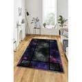 LaModaHome Area Rug Non-Slip - Grey Sky Stars Grey Purple Soft Machine Washable Bedroom Rugs Indoor Outdoor Bathroom Mat Kids Child Stain Resistant Living Room Kitchen Carpet 3.3 x 5 ft