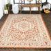 JONATHAN Y JONATHAN Y Rozetta Medallion Textured Weave Indoor/Outdoor Area Rug 5 X 8 - Orange/Cream