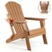 PAOLFOX Patio Folding Adirondack Chair with Cup Holder Brown