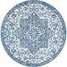 Hauteloom Inkberrow Outdoor Area Rug - Outside Porch Patio Rug Carpet - Waterproof Rug - Persian Oriental Vintage Medallion - Blue Beige Cream Gray - 7 10 Round