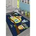 LaModaHome Area Rug Non-Slip - Navy blue Various owls Soft Machine Washable Bedroom Rugs Indoor Outdoor Bathroom Mat Kids Child Stain Resistant Living Room Kitchen Carpet 2.7 x 4 ft