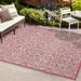 Madrid Vintage Filigree Textured Weave Light Gray/Fuchsia 8 ft. x 10 ft. Indoor/Outdoor Area Rug