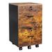 Godecor Rolling File Cabinet with 2 Drawers and Wheels Locking Mobile Office Home Storage Wood Orgaziner Black/Rustic Brown