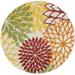 HomeRoots 384678 5 ft. Round Red Tropical Indoor & Outdoor Area Rug