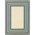 Style Haven Catalina Multi-Border Indoor-Outdoor Ivory/Blue Rug-- Ivory/Blue 3 7 x 5 6 3 x 5 Accent Outdoor Indoor Entryway Bathroom Patio