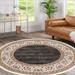 Alfa Rich 5x5 Area Rugs Ultra-Thin Oriental Beige Green Rug Non-Slip Machine Washable Easy Clean Pet Friendly 5 Round Rug