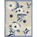 HomeRoots 505643 5 x 8 ft. Blue & Grey Floral Stain Resistant Non Skid Area Rug