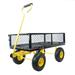 Steel Garden Cart Heavy Duty 550 Lbs Capacity with Removable Mesh Sides 2-in-1 Towing Handle Utility Metal Wagon with 180Â° Rotating Handle Garden Dump Cart For Garden Farms Warehouses Yard