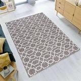 Mr. MJs Trading 3 ft. 3 ft. x 5 ft. Gemini Indoor & Outdoor Dual Face Gray & Black Triangles Brown & White Geometric Pattern Rectangle Area Rug