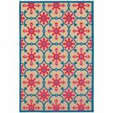 HomeRoots 4 x 6 ft. Sand Oriental Stain Resistant Indoor & Outdoor Rectangle Area Rug - Blue and Beige