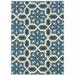 HomeRoots 8 x 11 ft. Ivory Geometric Stain Resistant Indoor & Outdoor Rectangle Area Rug - Ivory and Blue - 8 x 11 ft.