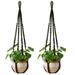 34 Inch Macrame Plant Hanger Large for up to 12 Inch Pot Extra Long Hanging Plant Holder No Tassels Hanging Planter Basket with Wood Beads for Indoor Outdoor Boho Home Decor (Black)