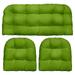 RSH DÃ©cor Indoor Outdoor 3 Piece Tufted Wicker Settee Cushions 1 Loveseat & 2 U-Shape Weather Resistant ~ Choose Color ( Green 2-19 x19 1-41 x19 )