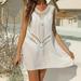 WQJNWEQ Summer Dresses For Women Clearance Women S Sleeveless Fashion Casual Solid Color V-Neck Hollowed Out Beach Dress