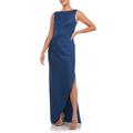 Felix Pleated Waist Column Gown - Blue - Kay Unger Dresses