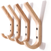 4PCS Solid Wood Wall Hanging Clothes Hook Clothes Hook Bamboo and Wood Bathroom Wall Hanging Decorative Natural Wood Hanger Fish-Hook Shaped Hook