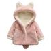URMAGIC Baby Little Girls Winter Fleece Coat Kids Faux Fur Jacket with Ear Hood Thicken Outwear Warm Overcoat