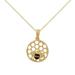 16 in. 14K Yellow Gold Plated Sterling Silver Cubic Zirconia Honeycomb & Bee Pendant with 1.5 mm Cable Chain