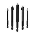 Giyblacko Drill Bit5PCS Efficient Universal Drilling Tool Multi Function Triangle Alloy Drill Bit Tip Tools Concrete Carbide Drill Tap Bit Set Suitable For Glass Ceramic Tile Wall And Wood (3mm~7mm)