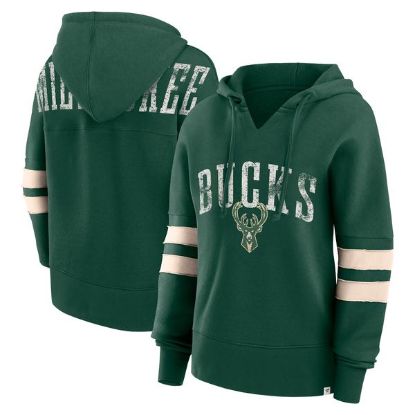 womens-fanatics-hunter-green-milwaukee-bucks-bold-move-dolman-v-neck-high-hip-hoodie/