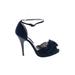 Nina Heels: Pumps Stiletto Cocktail Party Blue Solid Shoes - Women's Size 5 - Open Toe