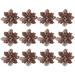 12 Pcs Glitter Poinsettia Flowers Hollow Artificial Flowers Christmas Ornaments Xmas Tree Hanging Pendant (Dark Coffee)