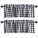 Window Valances - 2-Panels Picnic Checkered Pattern Kitchen Valances With 2.5-Inch Rod Pocket For Small Windows Polyester (56X14 Inch Black/White)