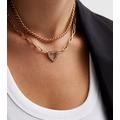 Gold Diamanté Heart 2 Row Layered Chain Necklace New Look