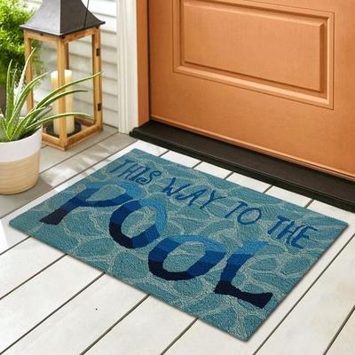 This Way to the Pool Rectangle Mat Blue, 48 x 30, Blue