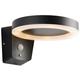 Ebro Modern Solar Powered Round Ring led Wall Lamp Textured Black, pir Motion & Day Night Sensors, Warm White, IP44 - Endon