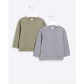 River Island Mini Boys Khaki Sweatshirt 2 Pack